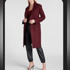 Express Women's Burgundy wool-blend boucle double-breasted coat NWOT
